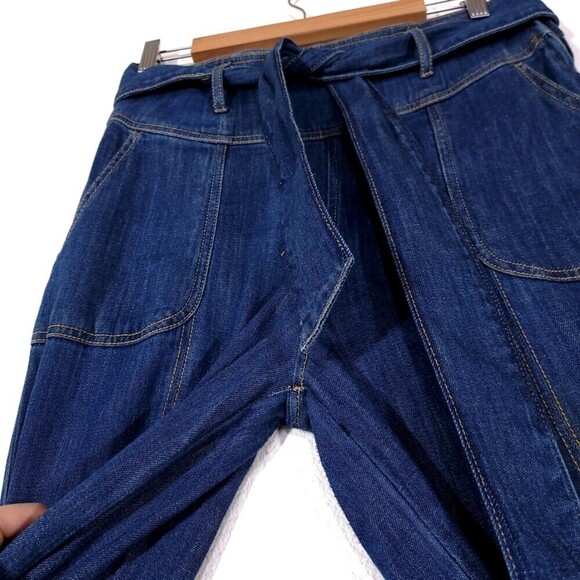 ANTHROPOLOGIE Pilcro Ultra High-rise Cropped Wide leg Cropped Jean 28 Dark Denim - Picture 5 of 16